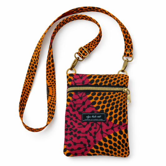 Pochette bandoulière plate en wax – Format compact