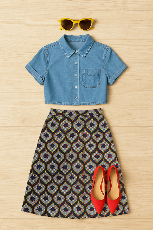 Jupe évasée wax Kijani Star